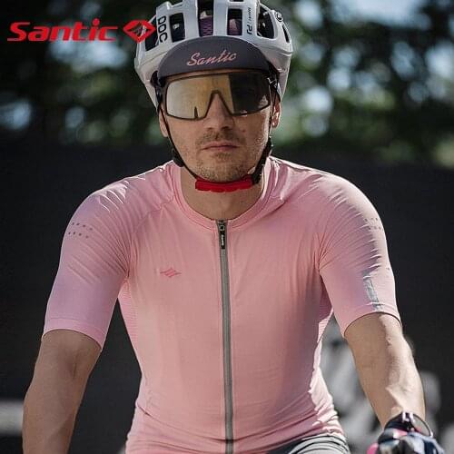 Santic Top Quality Unisex Pro Team Cycling Jersey Short Sleeve Spring Summer Breathable Triathlon MTB Road Bike Jersey 6 Colors