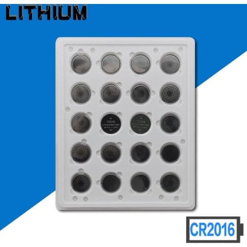 High quality 100pcs 3V Lithium Coin Cell Button Battery DL2016 KCR2016 CR2016 LM2016 BR2016 EE6225 Lithium Battery Watch Battery