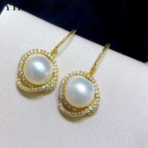 YIKALAISI 7-8mm Natural freshwater Pearl Earrings Jewelry For Women 925 Sterling Silver Birds Nest Earrings Wholesale