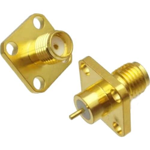 1Pcs Connector SMA female jack 4-holes flange solder desk mount RF Coaxial