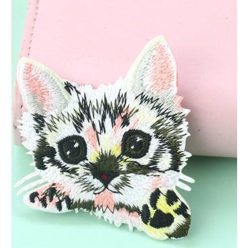 Large Hole Patch Decorative Accessories Boutique Cute Cat Embroidery Applique Childrens Down Jacket Luggage Cloth Stickers 2pcs