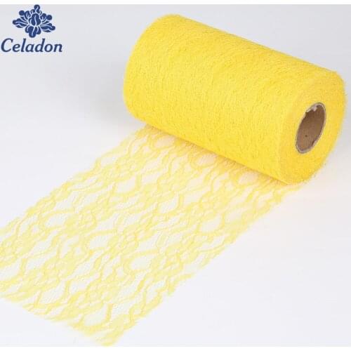 22M/Roll Netting Fabric Yellow Lace Roll Spool Fabric Ribbon For Chair Table Runner For DIY Wedding Decorations Party Supplies