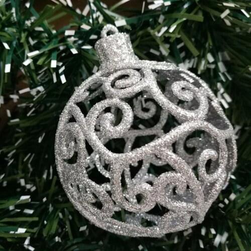 6pcs Christmas Tree Ball Ornaments Hanging Pendant New Year Wedding Decoration 7.5cm 3D Plastic Crafts For Home and Party Decor