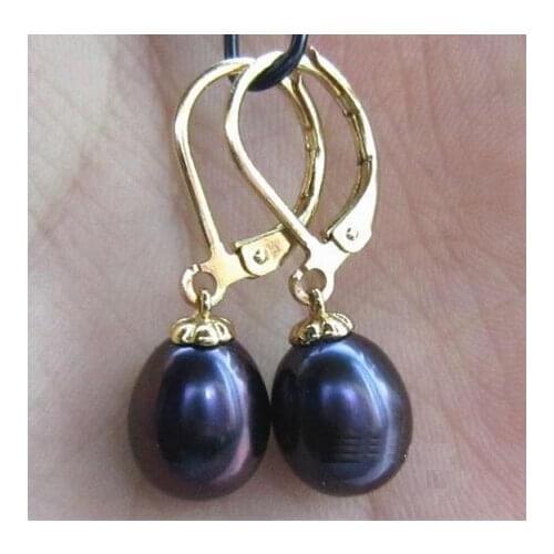 AAA 10-12mm South Sea Black Baroque Pearl Earrings 14k