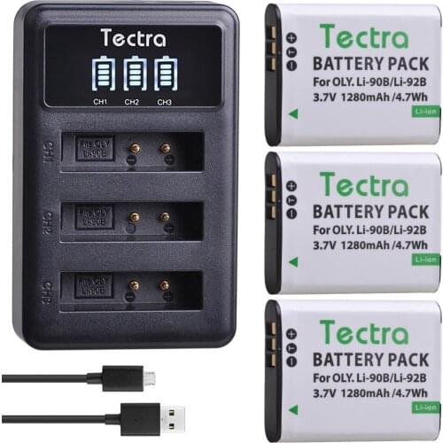 3PCS Li-90B Li90B Li-92B Battery for Olympus Tough TG-6 TG-5 TG-Tracker SH-1 SH-2 SP-100 IHS Tough TG-1 TG-2+LED USB Charger