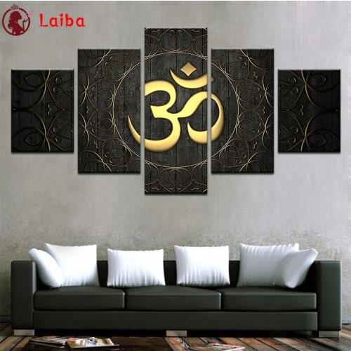 Diamond Painting 5d Diamond Embroidery Modern art, Muslim Islamic calligraphy religion Full Display Mosaic Decoration5pcs