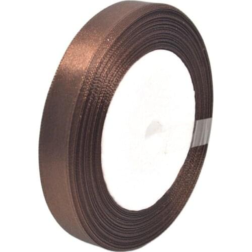 25yards 4/8" (12mm) Satin Ribbon Wedding Party Table Anniversary Cake Flower Decorating Brown head wreaths accessories