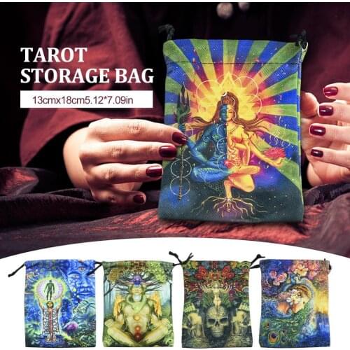 Printed Velvet Tarots Storage Bag Oracle Card Witch Divination Accessories Tarot Cards Drawstring Package