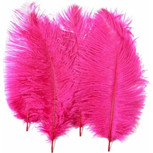 Free shipping 500pcs Dyed Hot Pink Wild Ostrich Feathers 25-30cm/10-12inch dyed ostrich plumes / drabs For Wedding Centerpieces
