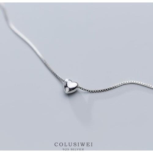 Colusiwei Real 925 Sterling Silver Simple Romantic Heart Pendant Necklace for Women Chain Necklaces Design Fashion Jewelry