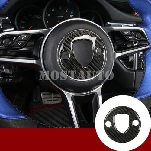 For Porsche Cayenne Carbon Fiber Interior Steering Wheel Trim Cover 2015-2018 1pcs Car Accessories Interior Car Decor Car Trim