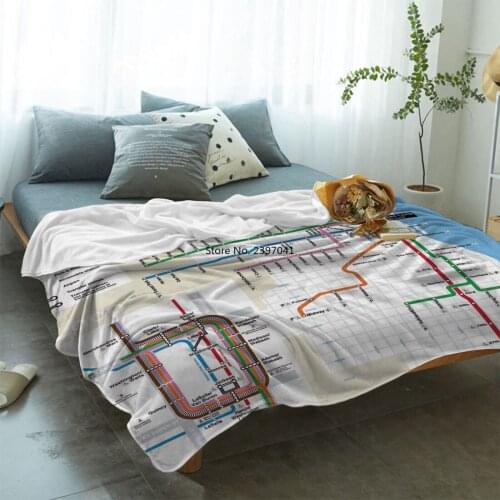 Map Of Chicago Railway Layout Blankets Bed Cover Flannel Throws Fleece Decorative Cozy Dining Room Bedroom Couch Blanket