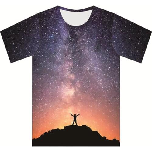 Women/Men Harajuku Mountaintop Galaxy 3D T-shirt Earth Cloud Colorful Star Print T shirt Boys Girls Youth Fashion Tshirts S-6XL