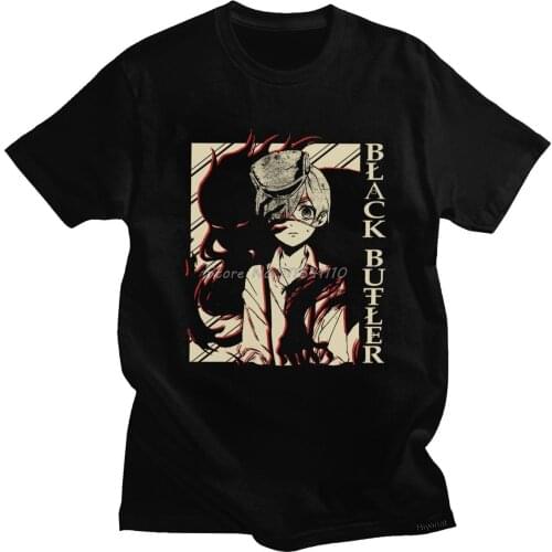 Personality Black Butler Sebastian Ciel Tshirt Short Sleeve 100% Cotton T-shirt Japan Anime Manga T Shirt Kuroshitsuji Tee Tops