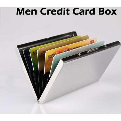 Men Stainless Steel Credit Card Box Holder Slim Anti Protect Travel ID Cardholder Women Rfid Wallet Metal Case Porte Carte