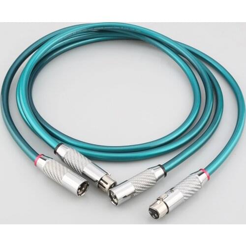 Hifi End A55 OCC pure copper audio interconnect cable with Rhodium Plated White/Black carbon fiber XLR plug