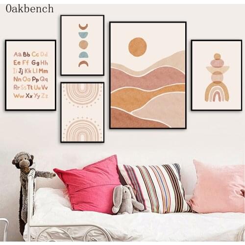 Boho Nursery Canvas Painting Cactus Art Print Sunshine Poster Rainbow Prints Nordic Wall Pictures Baby Kids Bedroom Decoration