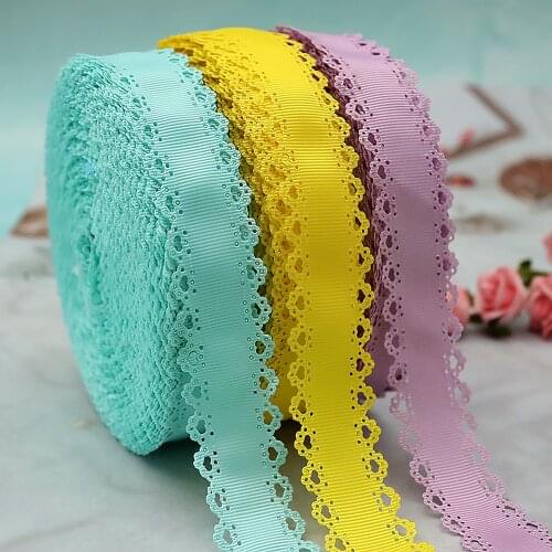10Yards Hollowed Heart Grosgrain Lace Rib Ribbon Flower Tape Belt DIY Bowknot Necklace Wedding Birthday Cake Wrapping Decoration