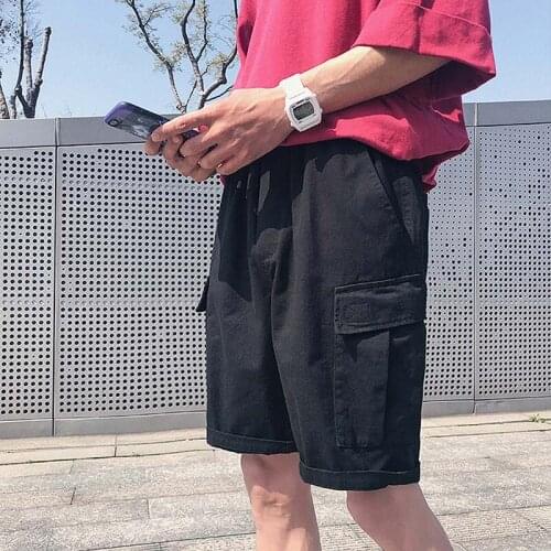 Outdoor 2019 Summer style loose cotton teenagers students boys elastic waist trekking hikking camping climbing cargo shorts men