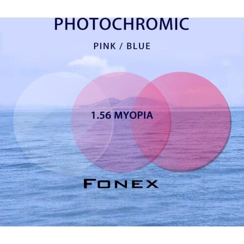 1.56 (-0.50-4.00) Photochromic Pink Purple Blue Prescription CR-39 Resin Aspheric Glasses Lenses Myopia Sunglasses Lens