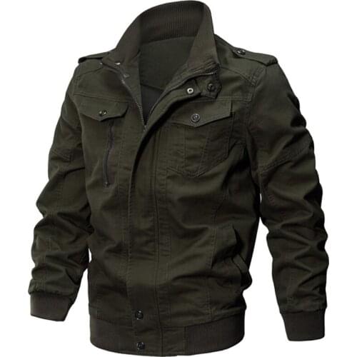 2019 Winter outdoor Mens cotton Military Jacket Army Pilot Bomber Jacket Solid color Tactical Coat hiking camping coat M~6XL