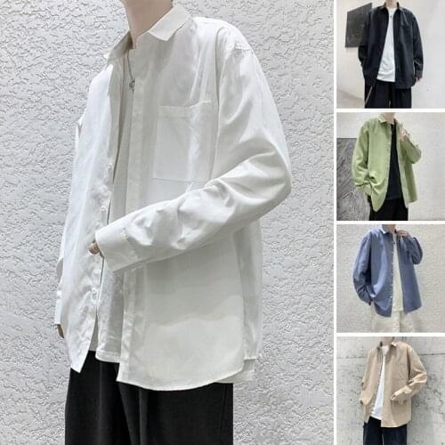 Man Oversized Blouse 5 Colors Striped Mens Shirts 2021 Harajuku Men Casual Long Sleeve Shirt Tops Streetwear
