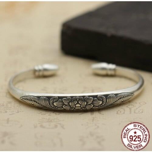 100% S925 mens womens bracelets retro personality simple jewelry peony flower opening a lifetime bracelet to send lovers hot