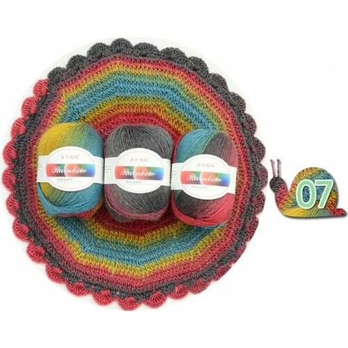 Soft Worsted Yarn Rainbow Gradient Colors DIY Baby Knitting Wool Shawl Scarf Sweater Crochet Thread Supplies