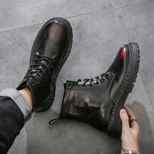 Yomior New Autumn Winter Fashion Men Shoes Vintage British Platform Boots High Quality Leather Ankle Tooling Boots Casual