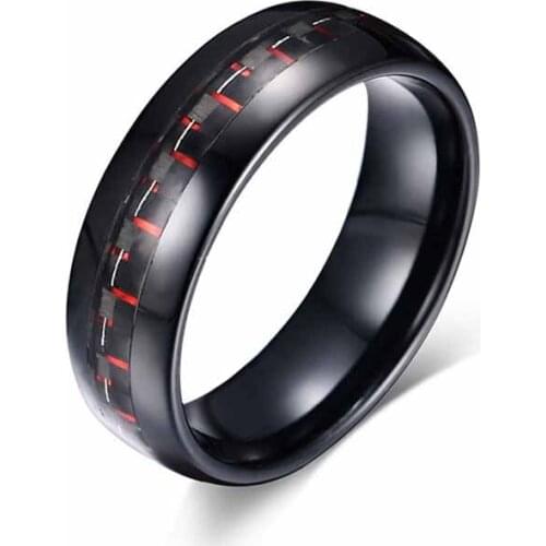 Popular 8 mm New Arrival Carbon Fiber Men Ring Party Anniversary Band Wholesale Tungsten Steel Beautiful Valentine Gift Jewelry
