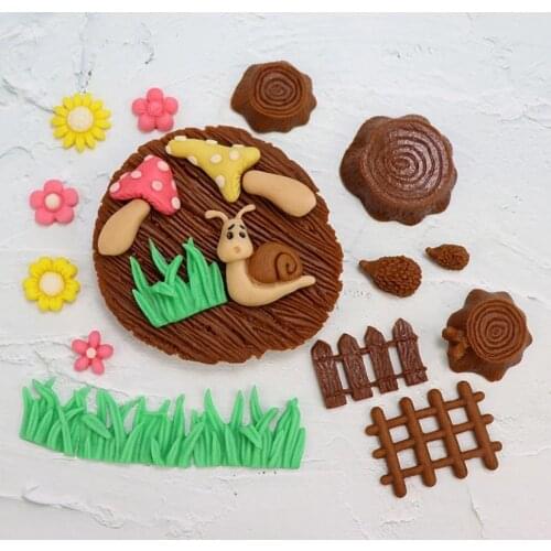 Snail Mushroom House Silicone Mold Stump Wood Pile Wood DIY Pastry Cupcake Dessert Lace Cake Decoration Kitchen Accessories Bake