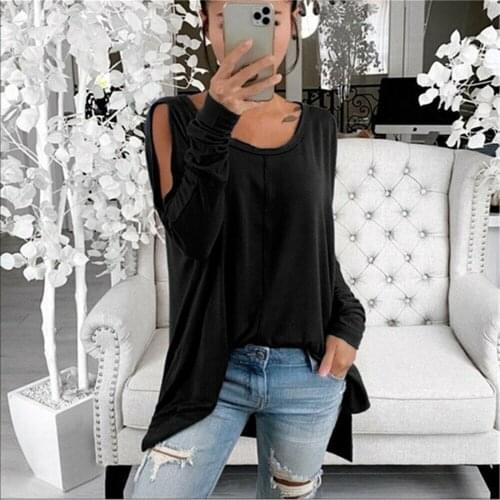 Womens T-Shirt Sexy Strapless Casual Round Neck Long Sleeve Pure Color Off Shoulder Top Elegant Vintage Plus Size T Shirt