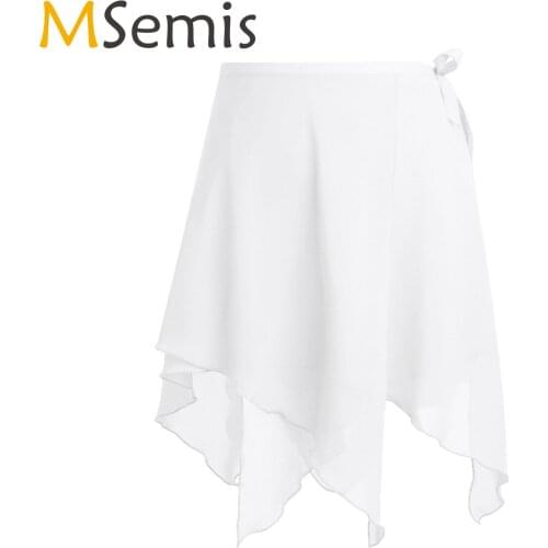 Women Asymmetric Ballet Dance Skirts Chiffon Ballet Wrap Skirt Dance Skate Wrap Over Scarf Waist Tie Adult Gymnastic Ballerina