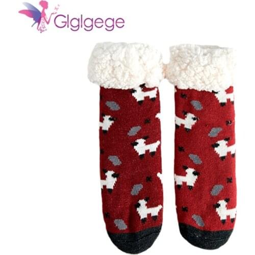 Glglg Winter home sock shoes woman Keep warm Fur slippers for women Antiskid Comfortable Button House women slippers Short plush