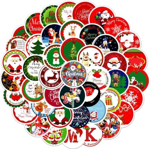 10/60pcs Stickers Christmas Deer Santa Claus Snowman Children Gift Sticker for On Skateboard Graffiti Suitcase Luggage Sticker