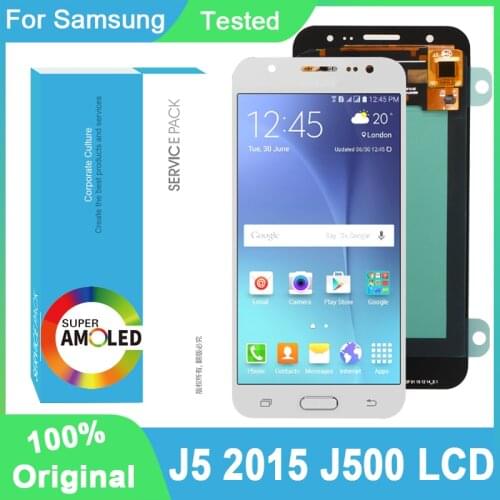 100% Original AMOLED 5.0'' Display For Samsung Galaxy J5 2015 J500 J500F Full LCD Touch Screen Digitizer Assembly Repair Parts