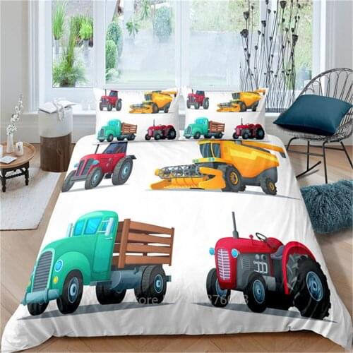 3pcs Simple Cartoons Car Pattern Bedding Sets High Quality Child Duvet Cover Comforter Soft Twin Single Full Queen King Size