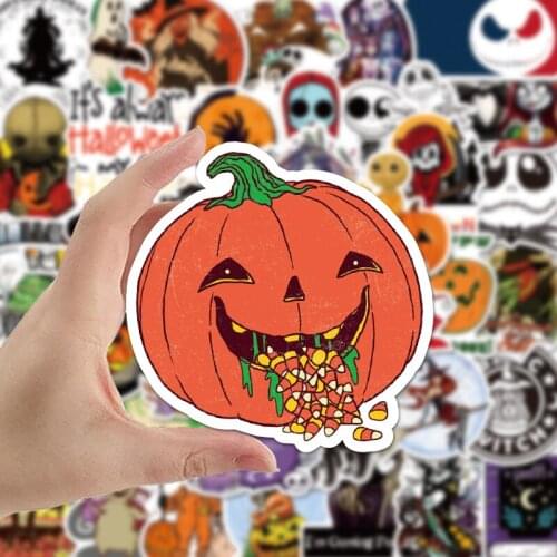 50pcs/100pcs Halloween Christmas Fright Night Sticker Holiday decoration doodle Cartoon pumpkin lantern witch vampire Stickers