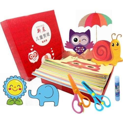 96Pcs/48Pcs Kids Cartoon Color Paper Folding and Cutting Toys Child Kingergarden Art Craft DIY Educational Toy kids craft