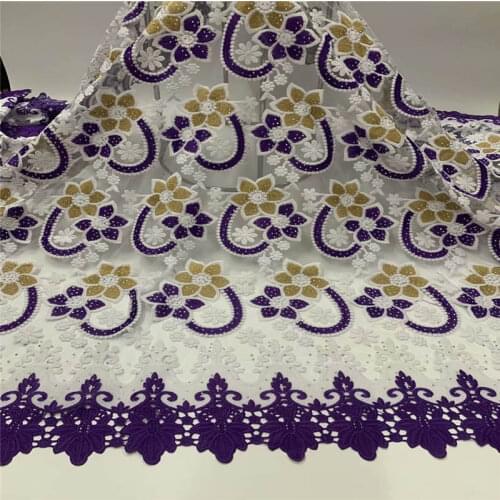 2020 Fashion Design African Lace Fabric High Quality Embroidered Beaded French Tulle Guipure Lace Fabric 5 Yards! ZQFO10305