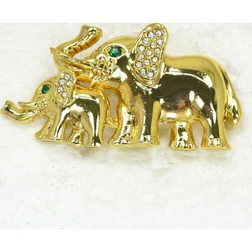 White Rhinestone Elephant Pin brooches C2101