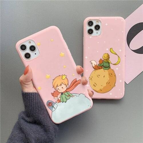 The Little Prince The earth space Phone Case for iPhone 12 mini 11 Pro Max X XR XS 8 7 6s Plus Matte Candy Pink Silicone Cases