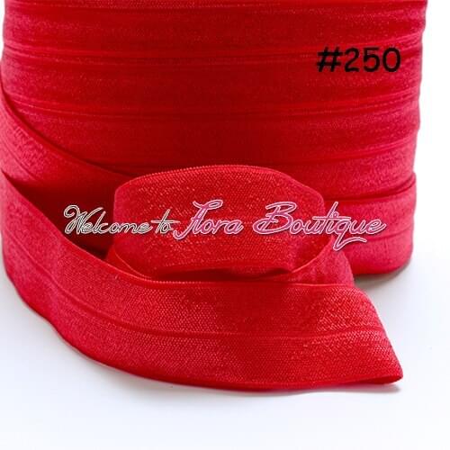 Colored fold over elastic 100 yards per lot, #250 red elastic ribbons