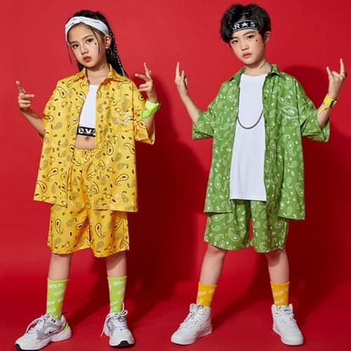 Kids Hip Hop Clothes Short Sleeve Shirts Casual Shorts For Boys Girls Jazz Hip Hop Dance Outfit Ballroom Modern Dancewear BL5989