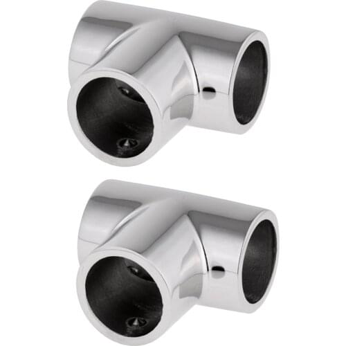 2pcs 25mm Boat Yacht Handrail Fittings 90 Degree Tee Marine Stainless Steel