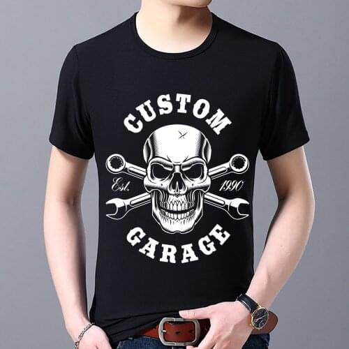 Man Tshirts Harajuku Style Kull Pattern Series Short Sleeve Tops Tee Harajuku Black Printing O-neck Male T-shirt Youth Clothing