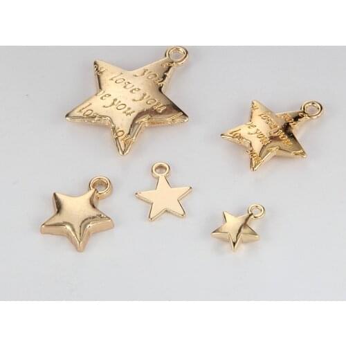 10pcs/lot Gold Color Exquisite Pentagram Alloy Pendants Simple Star Charms for DIY Jewelry Making Earring Bracelets Findings