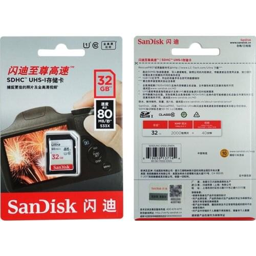 Sandisk Original SD Card Memory Card Micro SD Card Read Speed 80M/S 16GB 32gb 64GB 128GB For Camera 10 years warranty