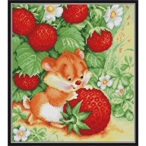 Everlasting Love Elephant Rat Picking Strawberries Chinese 5d Diamond Painting Full Square Christmas Decorations For Home Gift