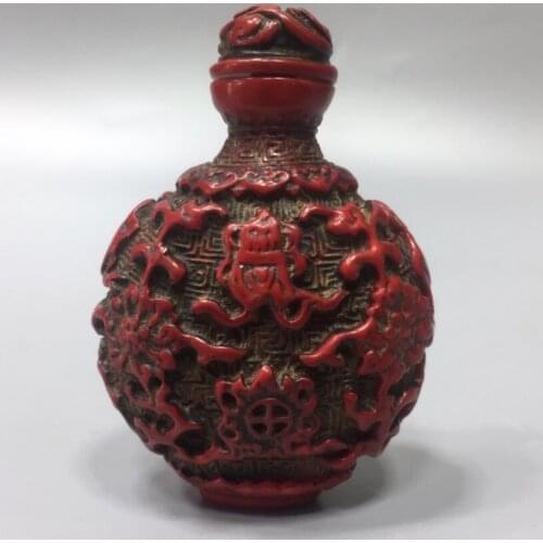 Chinese imitation red coral snuff bottle small crafts statue